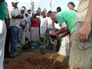 Aviram planting tree Haiti