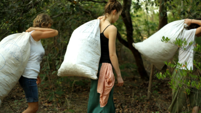 Carrying mulch for the trees (2)