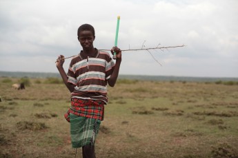 Samburu boy hearding cattle