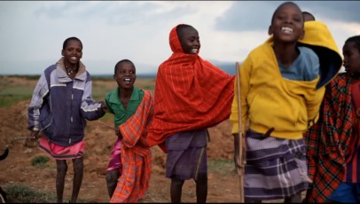 Samburu boys jumping and dancing close to Sadhana Forest Kenya