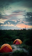 Tent sunset Sadhana Forest Haiti