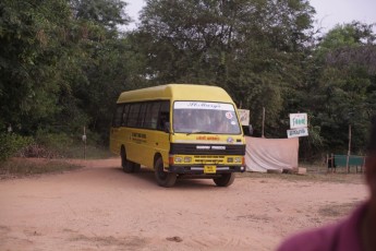 Buses arriving from Auroville center