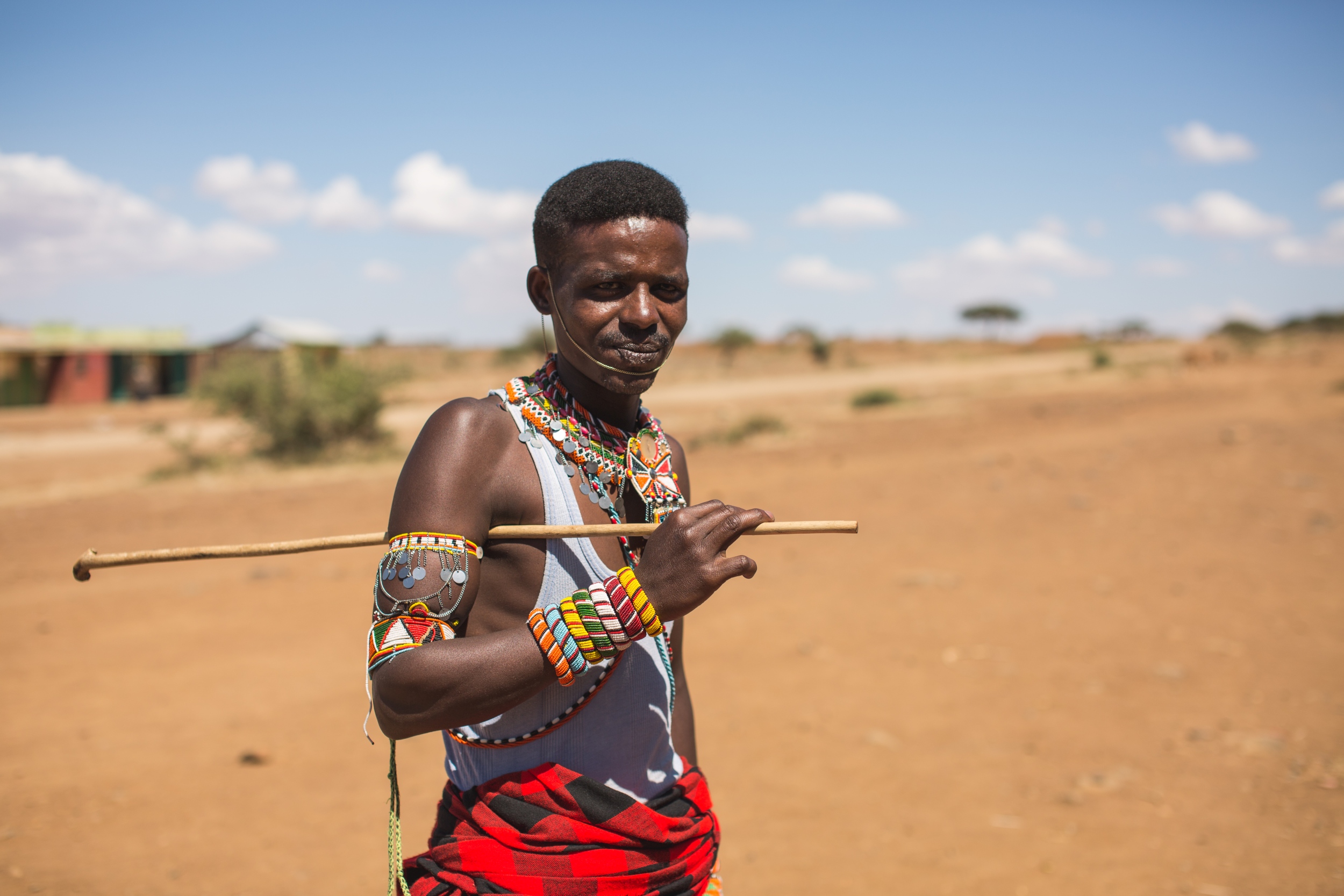 Samburu man holding staff