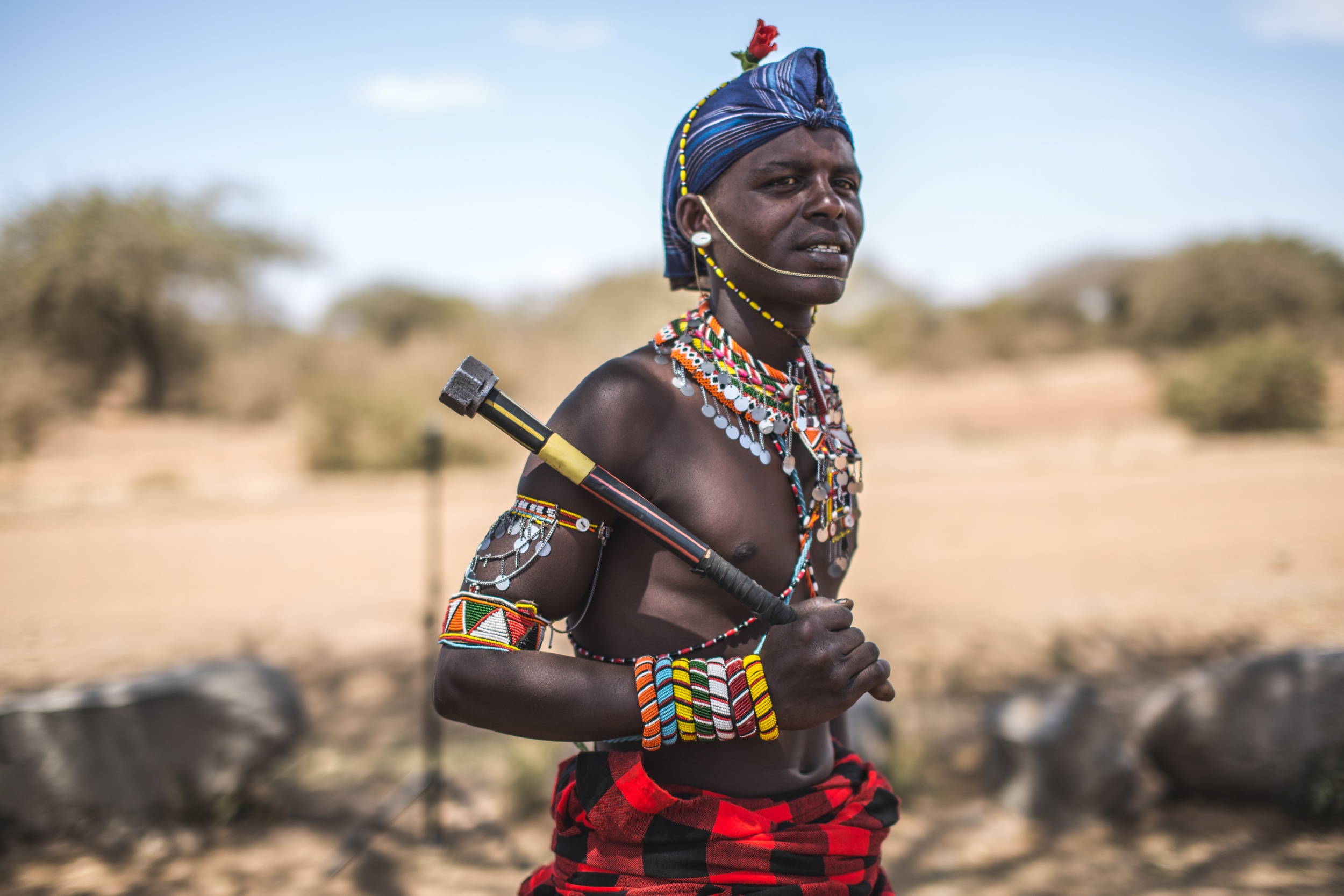 Young Samburu man in traditional dress